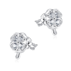 Beautiful Leaf Clover CZ Silver Stud Earring STS-5168